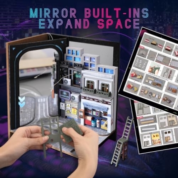 Cyberpunk DIY Book Nook Kit with LED Lights for All Ages