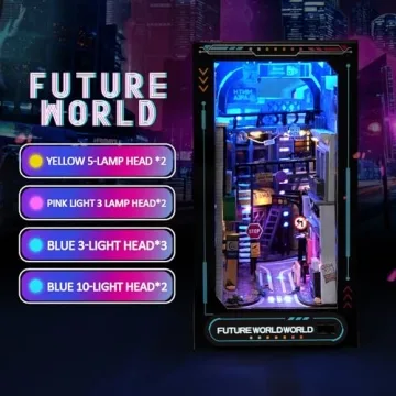 Cyberpunk DIY Book Nook Kit with LED Lights for All Ages