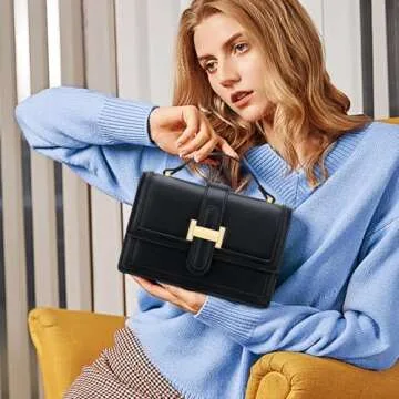 KKXIU Black Designer Crossbody Bags - Elegant Vegan Leather Purses for Women