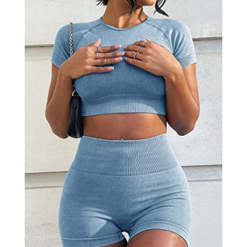 OLCHEE Womens Workout Sets Seamless Acid Wash Yoga Outfits