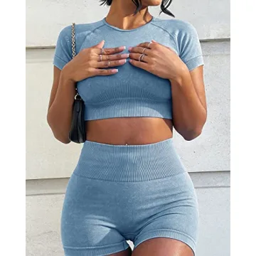 OLCHEE Womens Workout Sets Seamless Acid Wash Yoga Outfits