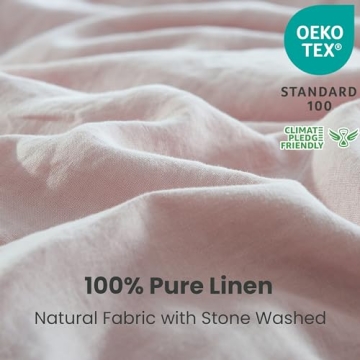 Simple&Opulence 100% Linen Duvet Cover Set in Blush Pink