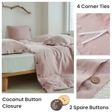 Simple&Opulence 100% Linen Duvet Cover Set in Blush Pink