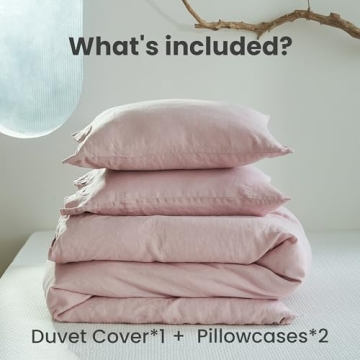 Simple&Opulence 100% Linen Duvet Cover Set in Blush Pink