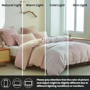 Simple&Opulence 100% Linen Duvet Cover Set in Blush Pink