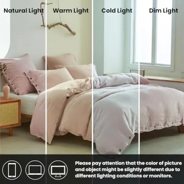 Simple&Opulence 100% Linen Duvet Cover Set in Blush Pink