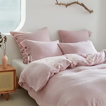Simple&Opulence 100% Linen Duvet Cover Set in Blush Pink