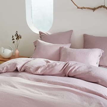 Simple&Opulence 100% Linen Duvet Cover Set in Blush Pink