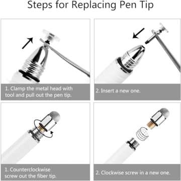 Mixoo Stylus Pens for Touch Screens - Disc & Fiber Tip 2 in 1 High Sensitivity Universal Stylus for iPad, iPhone, Tablets and Other Capacitive Touch Screens (White)