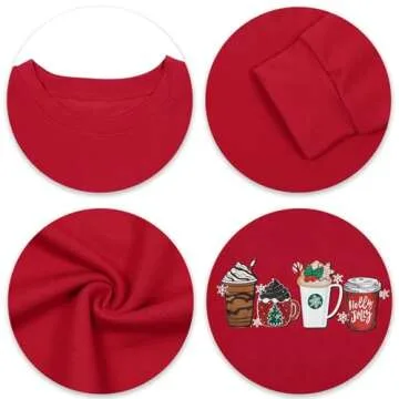 LUKYCILD Christmas Coffee Sweatshirt Women Merry Christmas Shirt Ice Cream Graphic Pullover Xmas Holiday Casual Novelty Tops