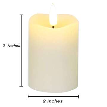 Eywamage Timer Flameless Votive Candles 2 inch x 3 inch , Flickering Small LED Pillar Candles Batteries Included, Ivory Christmas Home Decor 6 Pack with 5 hours timer