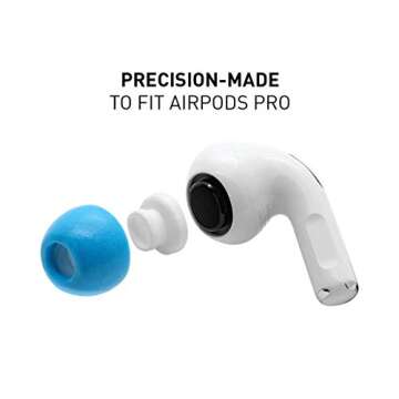 Eartune Fidelity UF-A Premium Memory Foam Tips for AirPods Pro (1st Gen & 2nd Gen) - Fits in Charging Case, Stays in Your Ears, Superb Sound Isolation, and Built-in Waxguard - Small, [Blue]