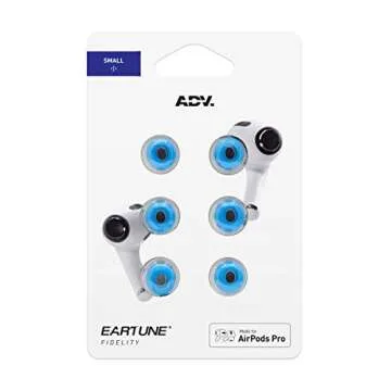 Eartune Fidelity UF-A Premium Memory Foam Tips for AirPods Pro (1st Gen & 2nd Gen) - Fits in Charging Case, Stays in Your Ears, Superb Sound Isolation, and Built-in Waxguard - Small, [Blue]