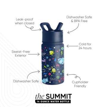 Simple Modern Disney Pixar Monsters Inc Kids Water Bottle with Straw Lid | Reusable Insulated Stainl...