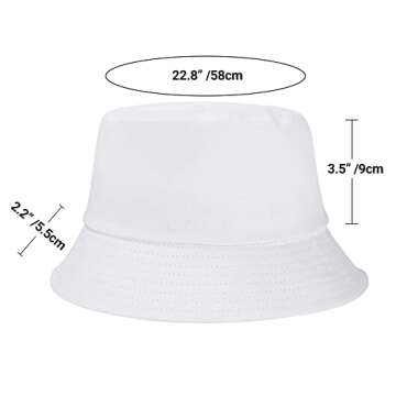 Umeepar Unisex Cotton Packable Bucket Hat Sun Hat Plain Colors for Men Women (1 Plain White)