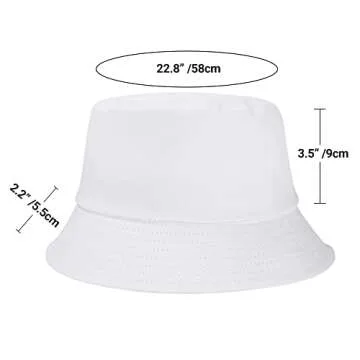 Umeepar Unisex Cotton Packable Bucket Hat Sun Hat Plain Colors for Men Women (1 Plain White)
