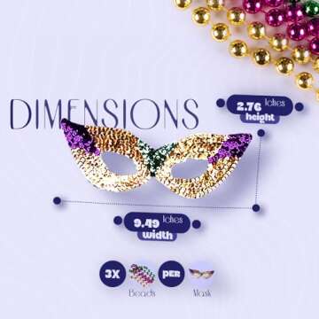 Funny Party Hats Mardi Gras Face Mask & Beads - Mardi Gras Mask Bulk - Mardi Gras Necklaces - Mardi ...