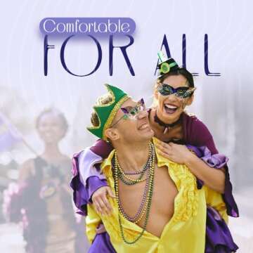 Funny Party Hats Mardi Gras Face Mask & Beads - Mardi Gras Mask Bulk - Mardi Gras Necklaces - Mardi Gras Costumes