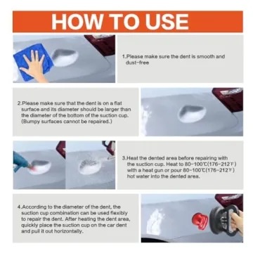 JFX Dent Puller,2-Pack Car Dent Puller Kit, Strong Suction Cup Dent Remover, Multi-Function Dent Repair Tool, Handle Dent Puller for Car Repair, Glass, Tile and Mirror (Large + Small)