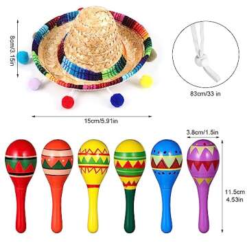 Festive Honoson Wooden Maracas & Sombrero Set for Parties