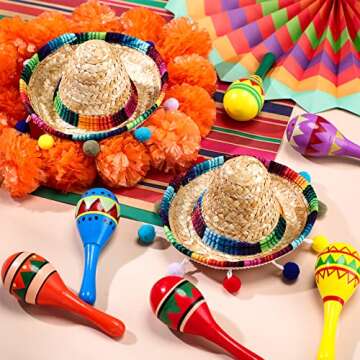 Festive Honoson Wooden Maracas & Sombrero Set for Parties