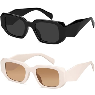 Haqptul Trendy Rectangle Sunglasses for Women Men Square Retro Vintage Hexagon Glasses 90S Y2K Shade...