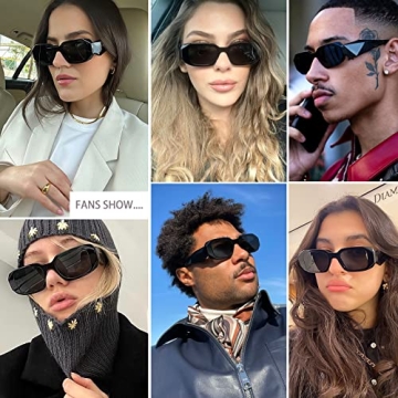 Haqptul Trendy Rectangle Sunglasses UV400 Fashionable Shades