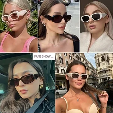 Haqptul Trendy Rectangle Sunglasses UV400 Fashionable Shades