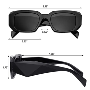 Haqptul Trendy Rectangle Sunglasses UV400 Fashionable Shades