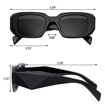 Haqptul Trendy Rectangle Sunglasses UV400 Fashionable Shades