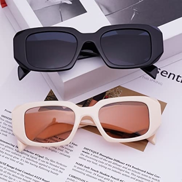 Haqptul Trendy Rectangle Sunglasses UV400 Fashionable Shades