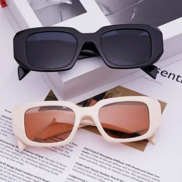 Haqptul Trendy Rectangle Sunglasses UV400 Fashionable Shades