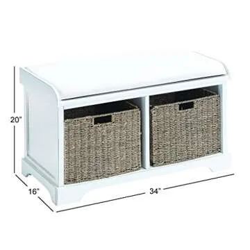 Deco 79 Traditional Wood Storage Bench with Baskets