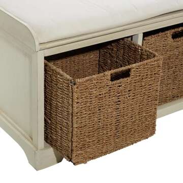 Deco 79 Traditional Wood Storage Bench with Baskets