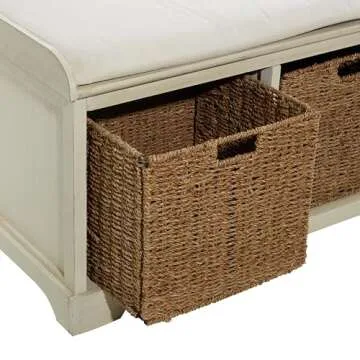 Deco 79 Traditional Wood Storage Bench with Baskets