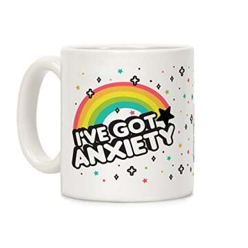 LookHUMAN Rainbow Anxiety Mug - Funny Coffee Mugs Adult Humor, Double-Sided Print Ceramic Coffee Cup...