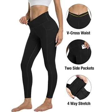YOUNGCHARM 4 Pack Leggings - High Waist with Pockets