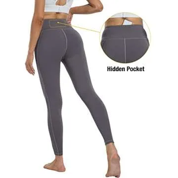 YOUNGCHARM 4 Pack Leggings - High Waist with Pockets