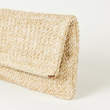 The Drop Women's Southampton Zipper Foldover Clutch, Straw, One Size