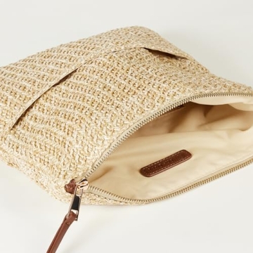 The Drop Women's Southampton Zipper Foldover Clutch, Straw, One Size