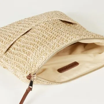 The Drop Women's Southampton Zipper Foldover Clutch, Straw, One Size