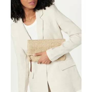 The Drop Women's Southampton Zipper Foldover Clutch, Straw, One Size