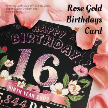 Sweet 16th Birthday Card for Girls Daughter,Jumbo Pop Up Sweet 16th Birthday Cards for Granddaughter...