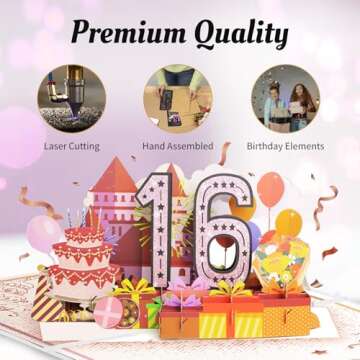 Jumbo Sweet 16 Birthday Card for Girls with Glitter