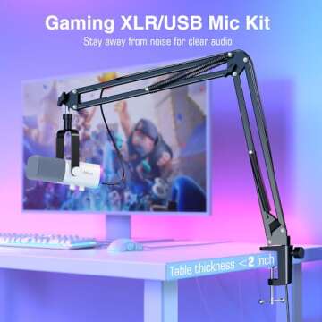 FIFINE Gaming XLR/USB Microphone Kit – Dynamic Mic Set with RGB Lighting and Stand for Streaming