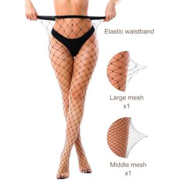 VEBZIN 2 Style Fishnet Stockings - High Waist Fishnets for Women