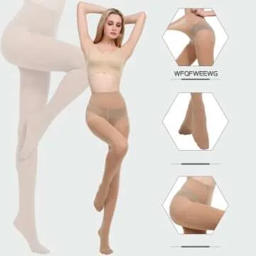 MANZI 70D Run Resistant Control Top Panty Hose Opaque Tights, Black-Suntan, XL