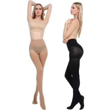 MANZI 70D Run Resistant Control Top Panty Hose Opaque Tights, Black-Suntan, XL