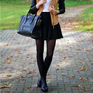 MANZI 70D Run Resistant Control Top Panty Hose Opaque Tights, Black-Suntan, XL