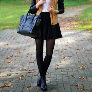 MANZI 70D Run Resistant Control Top Panty Hose Opaque Tights, Black-Suntan, XL